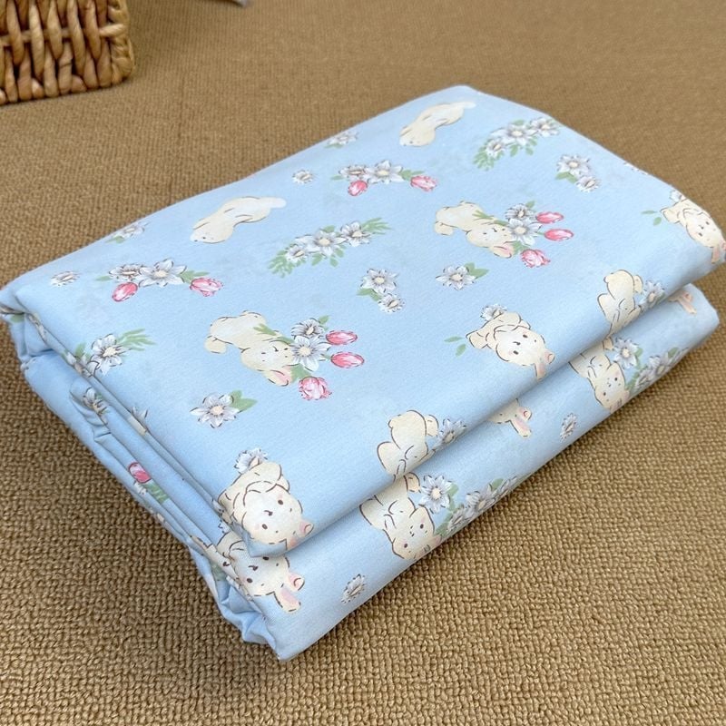 Pamutból készült paplanhuzat, pastoral mintával növényekkel és virágokkal, twill szövés, reaktív nyomtatás