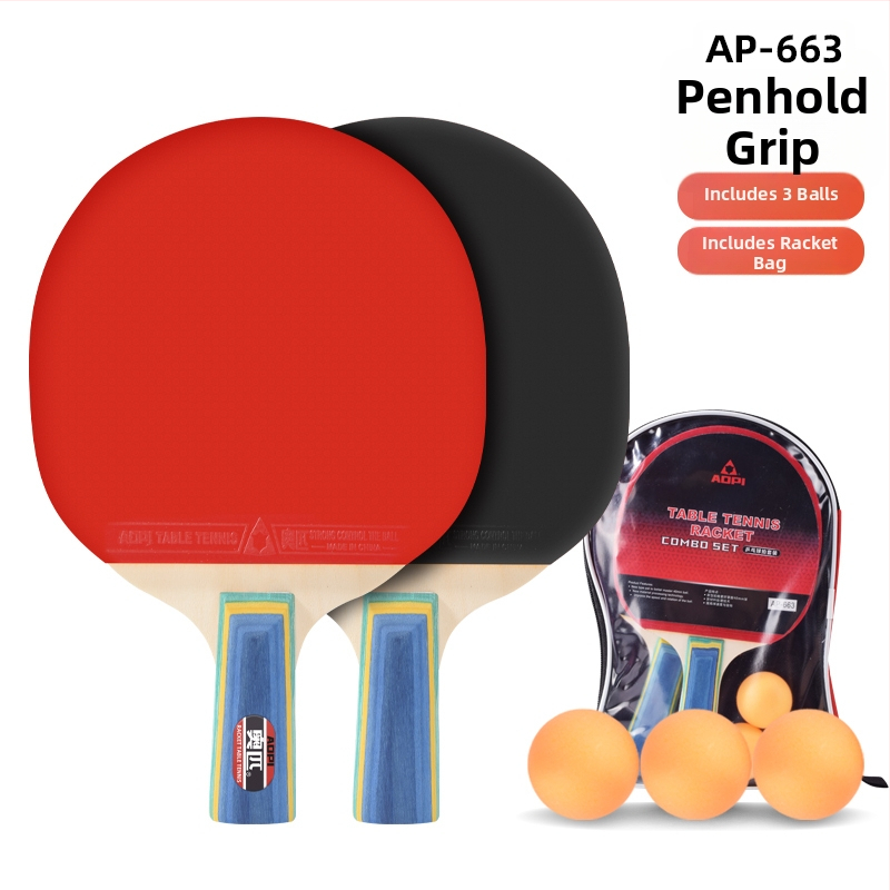 Σετ ρακέτες επιτραπέζιας αντισφαίρισης για αρχάριους – Shakehand και Penhold, ανθρακοϊνών κεφάλι, λάστιχο με θετική κόλλα, 2 τεμάχια