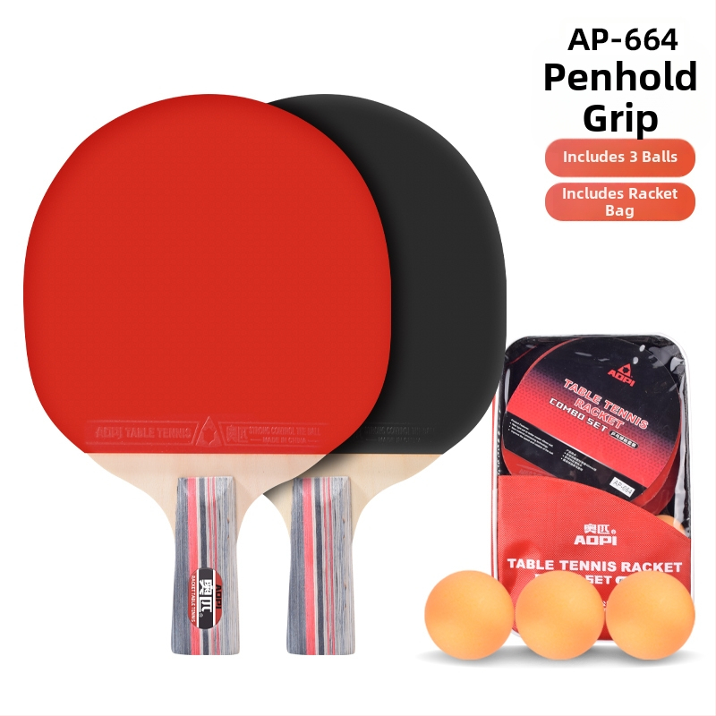 Σετ ρακέτες επιτραπέζιας αντισφαίρισης για αρχάριους – Shakehand και Penhold, ανθρακοϊνών κεφάλι, λάστιχο με θετική κόλλα, 2 τεμάχια