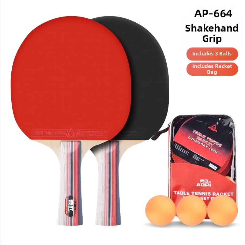 Σετ ρακέτες επιτραπέζιας αντισφαίρισης για αρχάριους – Shakehand και Penhold, ανθρακοϊνών κεφάλι, λάστιχο με θετική κόλλα, 2 τεμάχια