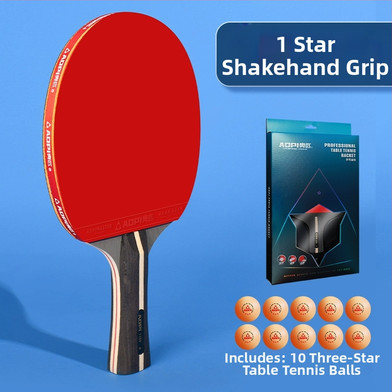 Σετ ρακέτες επιτραπέζιας αντισφαίρισης για αρχάριους – Shakehand και Penhold, ανθρακοϊνών κεφάλι, λάστιχο με θετική κόλλα, 2 τεμάχια