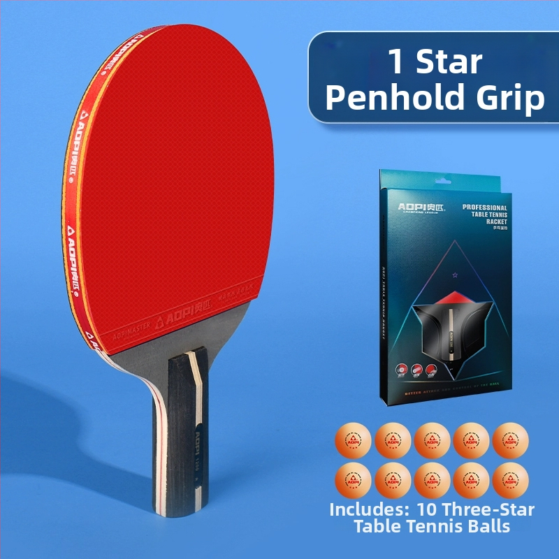 Σετ ρακέτες επιτραπέζιας αντισφαίρισης για αρχάριους – Shakehand και Penhold, ανθρακοϊνών κεφάλι, λάστιχο με θετική κόλλα, 2 τεμάχια