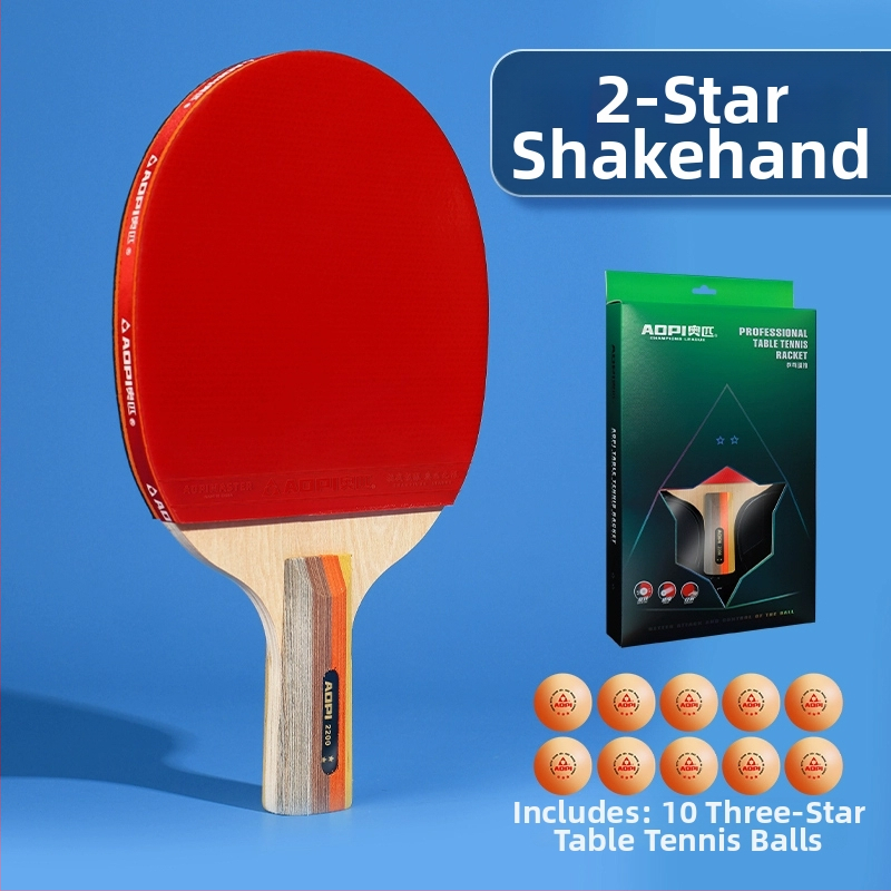 Σετ ρακέτες επιτραπέζιας αντισφαίρισης για αρχάριους – Shakehand και Penhold, ανθρακοϊνών κεφάλι, λάστιχο με θετική κόλλα, 2 τεμάχια