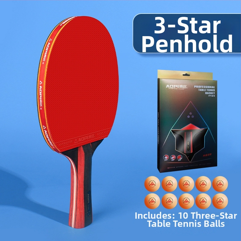 Σετ ρακέτες επιτραπέζιας αντισφαίρισης για αρχάριους – Shakehand και Penhold, ανθρακοϊνών κεφάλι, λάστιχο με θετική κόλλα, 2 τεμάχια