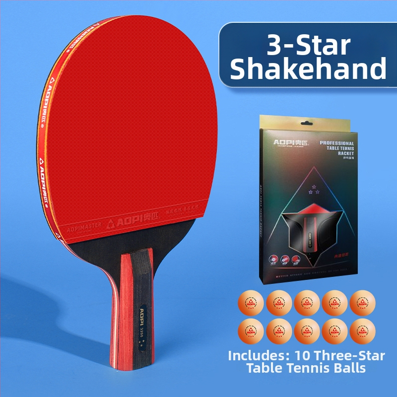Σετ ρακέτες επιτραπέζιας αντισφαίρισης για αρχάριους – Shakehand και Penhold, ανθρακοϊνών κεφάλι, λάστιχο με θετική κόλλα, 2 τεμάχια