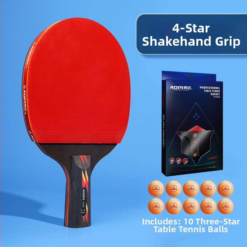 Σετ ρακέτες επιτραπέζιας αντισφαίρισης για αρχάριους – Shakehand και Penhold, ανθρακοϊνών κεφάλι, λάστιχο με θετική κόλλα, 2 τεμάχια