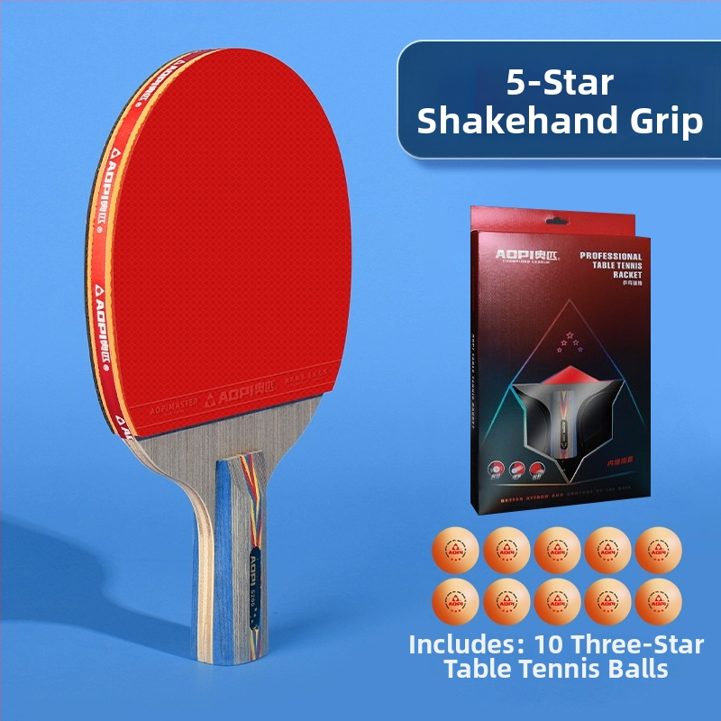 Σετ ρακέτες επιτραπέζιας αντισφαίρισης για αρχάριους – Shakehand και Penhold, ανθρακοϊνών κεφάλι, λάστιχο με θετική κόλλα, 2 τεμάχια