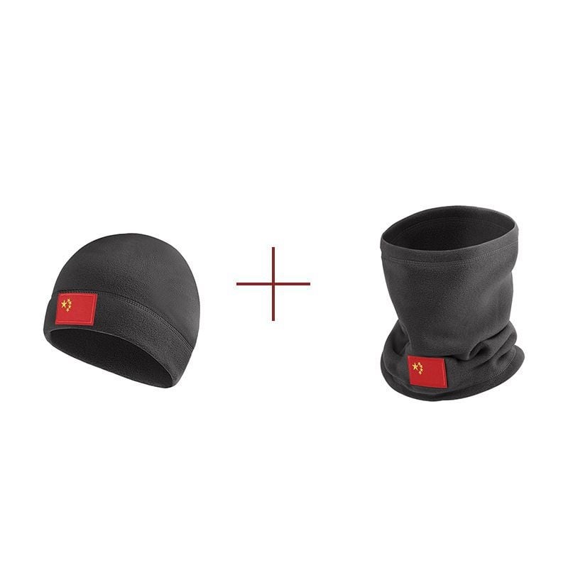 Flīšu sporta cepure un kakla šalle – brīvā laika stilā, svītru raksts, ārā lietošanai