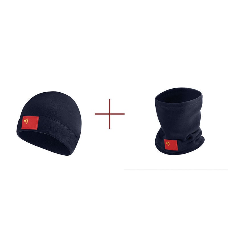 Flīšu sporta cepure un kakla šalle – brīvā laika stilā, svītru raksts, ārā lietošanai