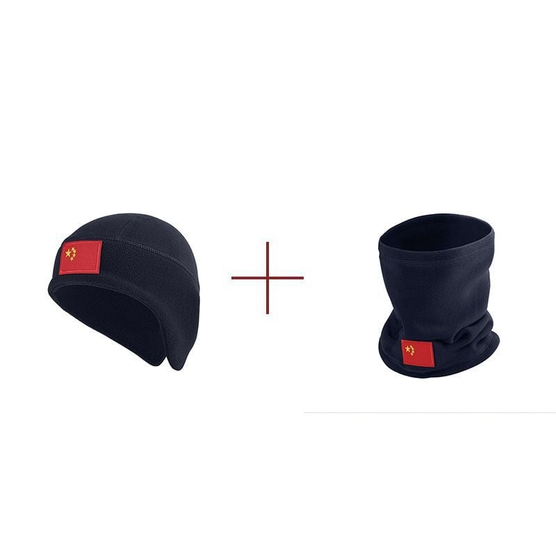 Flīšu sporta cepure un kakla šalle – brīvā laika stilā, svītru raksts, ārā lietošanai