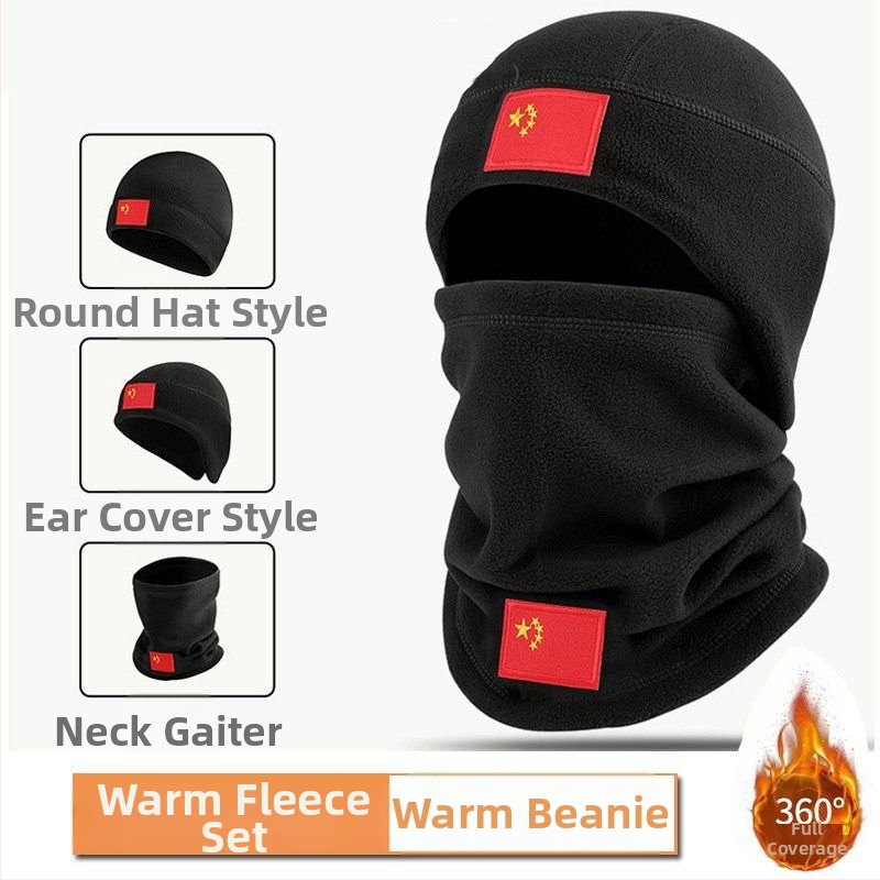 Flīšu sporta cepure un kakla šalle – brīvā laika stilā, svītru raksts, ārā lietošanai