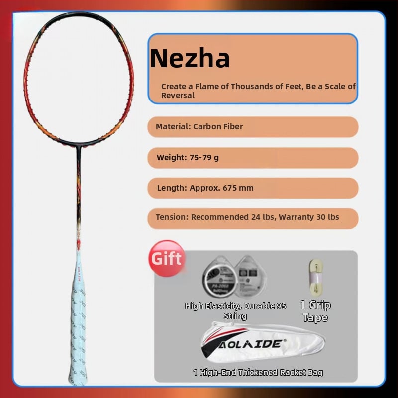 Badmintono raketė su plieno rėmu, nailono siūlai, suaugusiems tinkama, kitiems kamuolių žaidimams