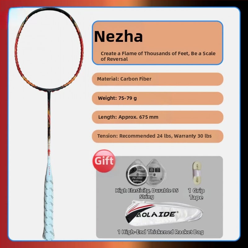 Badmintono raketė su plieno rėmu, nailono siūlai, suaugusiems tinkama, kitiems kamuolių žaidimams