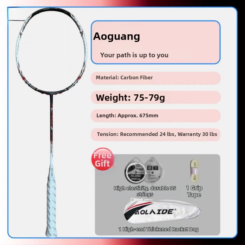 Badmintono raketė su plieno rėmu, nailono siūlai, suaugusiems tinkama, kitiems kamuolių žaidimams