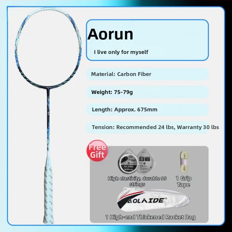 Badmintono raketė su plieno rėmu, nailono siūlai, suaugusiems tinkama, kitiems kamuolių žaidimams