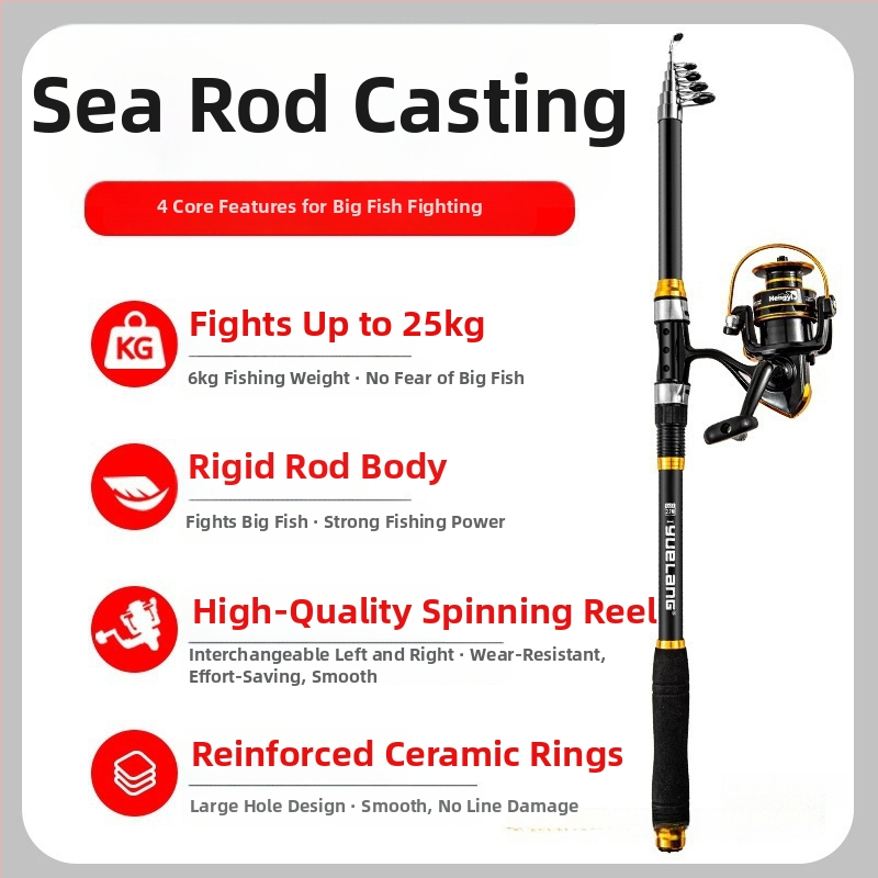 Комплект морски риболовни пръчки — пълен комплект с пръчки за дълго замятане и спининг пръчки, артикул QS9186918188