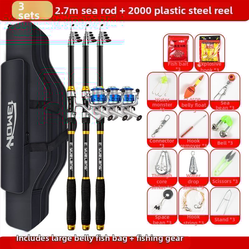 Комплект морски риболовни пръчки — пълен комплект с пръчки за дълго замятане и спининг пръчки, артикул QS9186918188