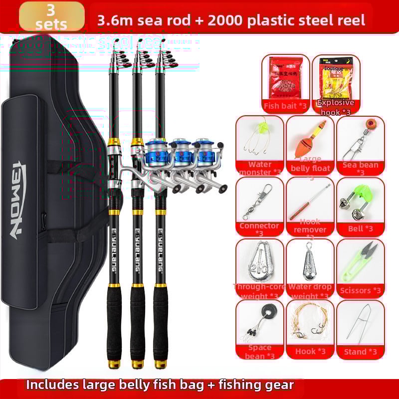 Комплект морски риболовни пръчки — пълен комплект с пръчки за дълго замятане и спининг пръчки, артикул QS9186918188