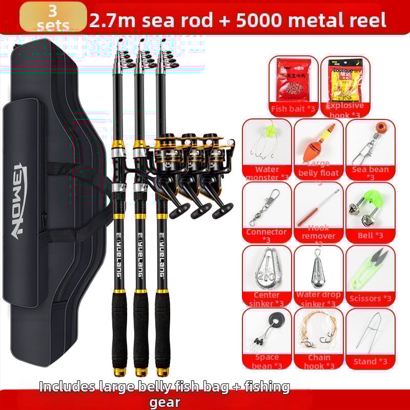 Комплект морски риболовни пръчки — пълен комплект с пръчки за дълго замятане и спининг пръчки, артикул QS9186918188