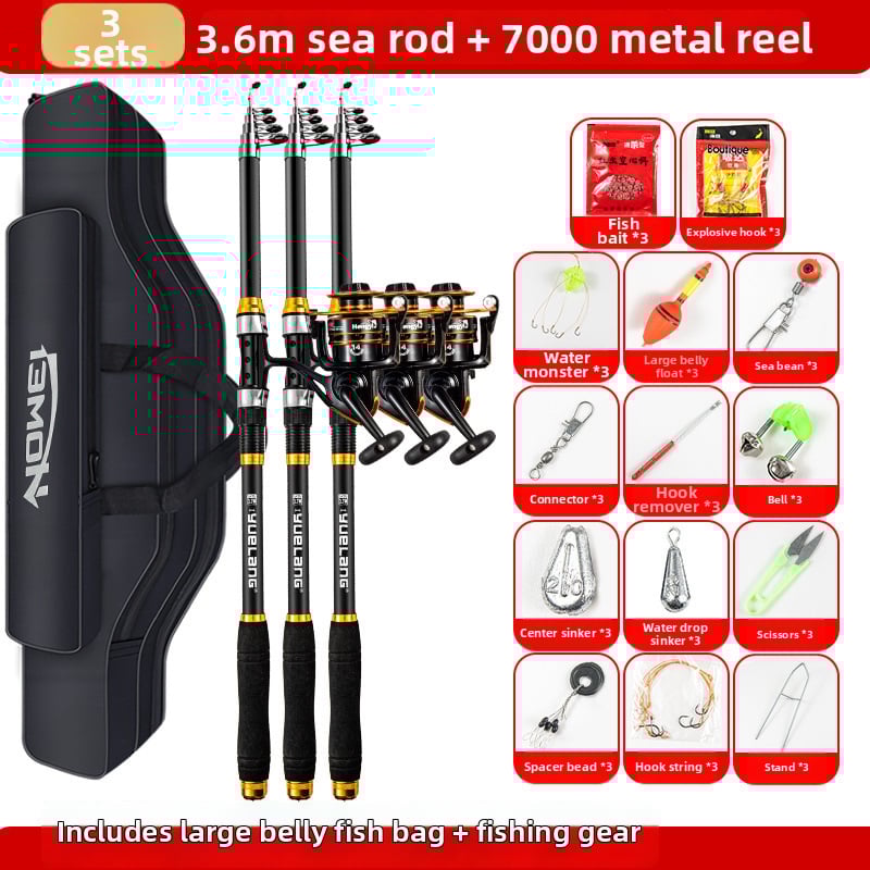 Комплект морски риболовни пръчки — пълен комплект с пръчки за дълго замятане и спининг пръчки, артикул QS9186918188