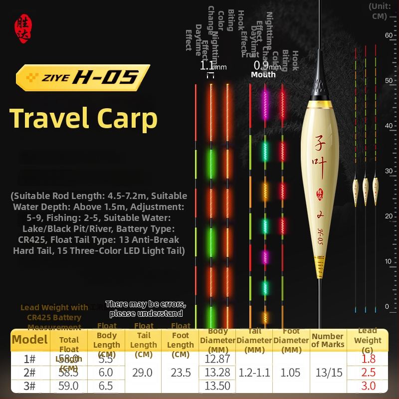 Вертикален дрейф плувка с OLED светлина, висока чувствителност, тръстикова конструкция
