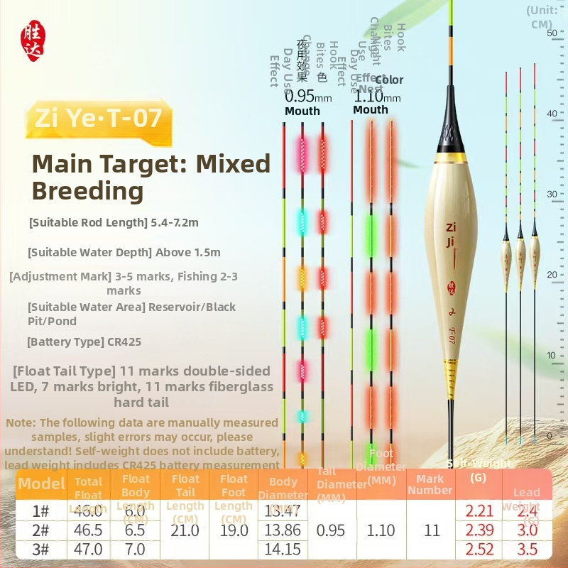 Вертикален дрейф плувка с OLED светлина, висока чувствителност, тръстикова конструкция