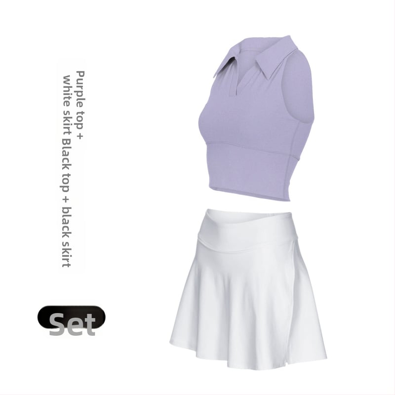 Γυναικείος Τένις και Γυμναστικής Κοστούμι με Γιακά Πόλο, Αμάνικο, Σορτς, Αποσπώμενη Επένδυση, Γρήγορο Στέγνωμα