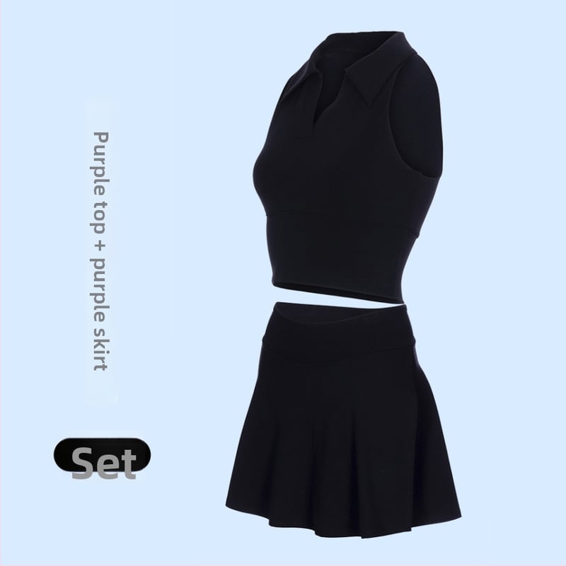 Γυναικείος Τένις και Γυμναστικής Κοστούμι με Γιακά Πόλο, Αμάνικο, Σορτς, Αποσπώμενη Επένδυση, Γρήγορο Στέγνωμα