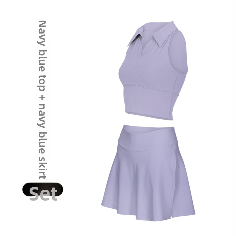 Γυναικείος Τένις και Γυμναστικής Κοστούμι με Γιακά Πόλο, Αμάνικο, Σορτς, Αποσπώμενη Επένδυση, Γρήγορο Στέγνωμα
