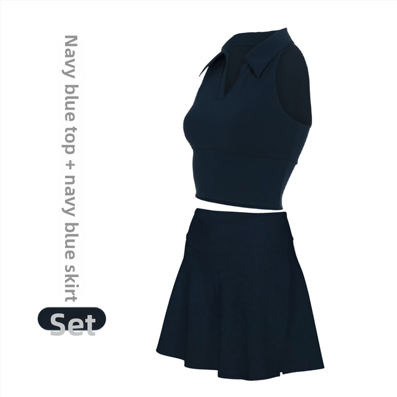 Γυναικείος Τένις και Γυμναστικής Κοστούμι με Γιακά Πόλο, Αμάνικο, Σορτς, Αποσπώμενη Επένδυση, Γρήγορο Στέγνωμα