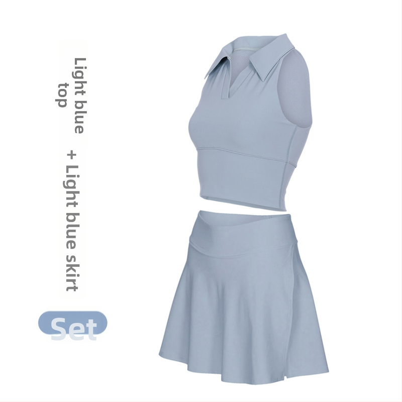 Γυναικείος Τένις και Γυμναστικής Κοστούμι με Γιακά Πόλο, Αμάνικο, Σορτς, Αποσπώμενη Επένδυση, Γρήγορο Στέγνωμα