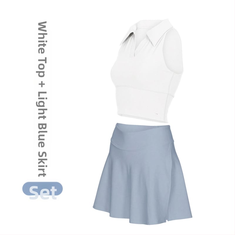 Γυναικείος Τένις και Γυμναστικής Κοστούμι με Γιακά Πόλο, Αμάνικο, Σορτς, Αποσπώμενη Επένδυση, Γρήγορο Στέγνωμα