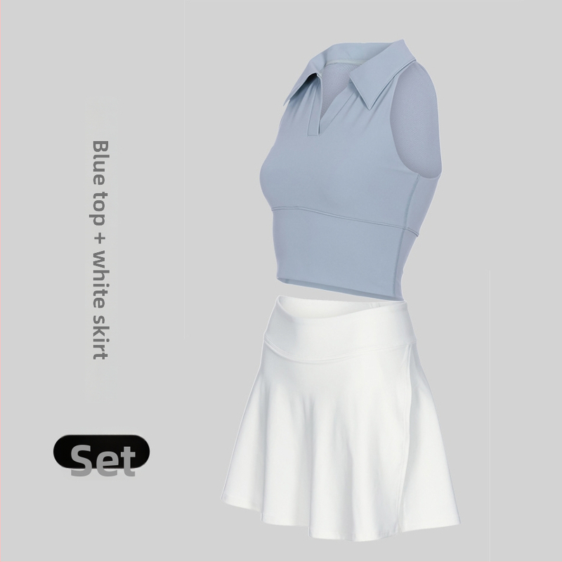 Γυναικείος Τένις και Γυμναστικής Κοστούμι με Γιακά Πόλο, Αμάνικο, Σορτς, Αποσπώμενη Επένδυση, Γρήγορο Στέγνωμα