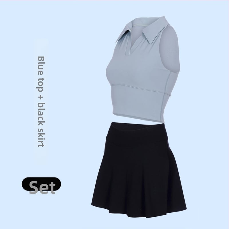 Γυναικείος Τένις και Γυμναστικής Κοστούμι με Γιακά Πόλο, Αμάνικο, Σορτς, Αποσπώμενη Επένδυση, Γρήγορο Στέγνωμα