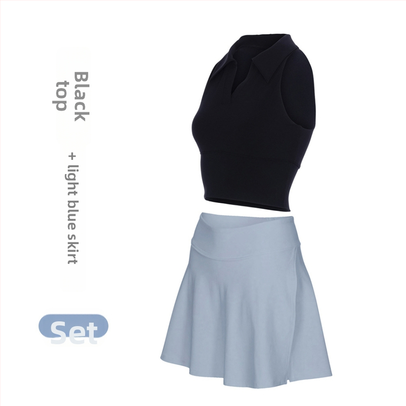Γυναικείος Τένις και Γυμναστικής Κοστούμι με Γιακά Πόλο, Αμάνικο, Σορτς, Αποσπώμενη Επένδυση, Γρήγορο Στέγνωμα