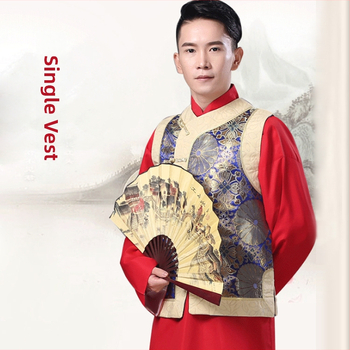 Мъжки безръкав жилет, прав крой, без яка, едноредков, четири сезона