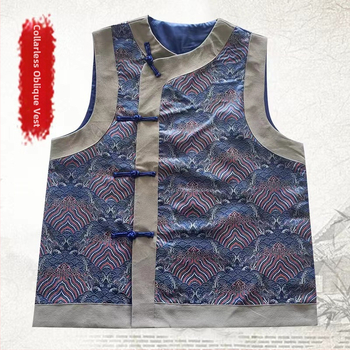 Мъжки безръкав жилет, прав крой, без яка, едноредков, четири сезона