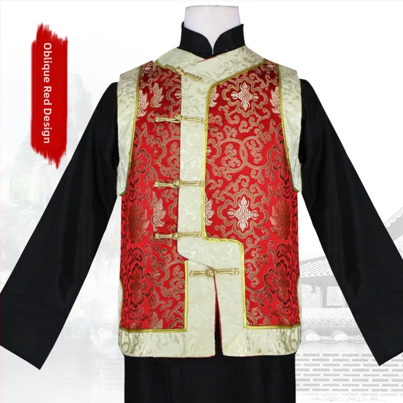 Мъжки безръкав жилет, прав крой, без яка, едноредков, четири сезона