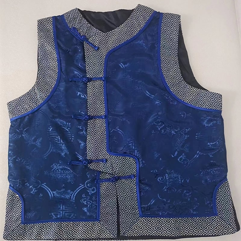 Мъжки безръкав жилет, прав крой, без яка, едноредков, четири сезона