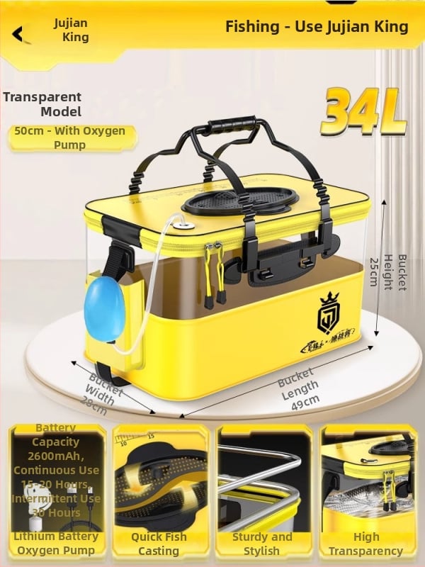 Camper EVA Kokkupandav Läbipaistev Kalakast – Välitingimustesse Kalapüügiks, Mitmekülgne Kast