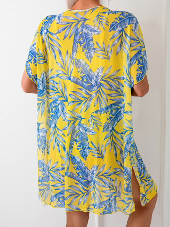 Moterų trikampiai 3 dalių maudymosi kostiumėlis su klevo lapų spauda; poliesterio-spandekso audinys; krūties įdėklai be plieno atramos; tinkamas plaukiojimui