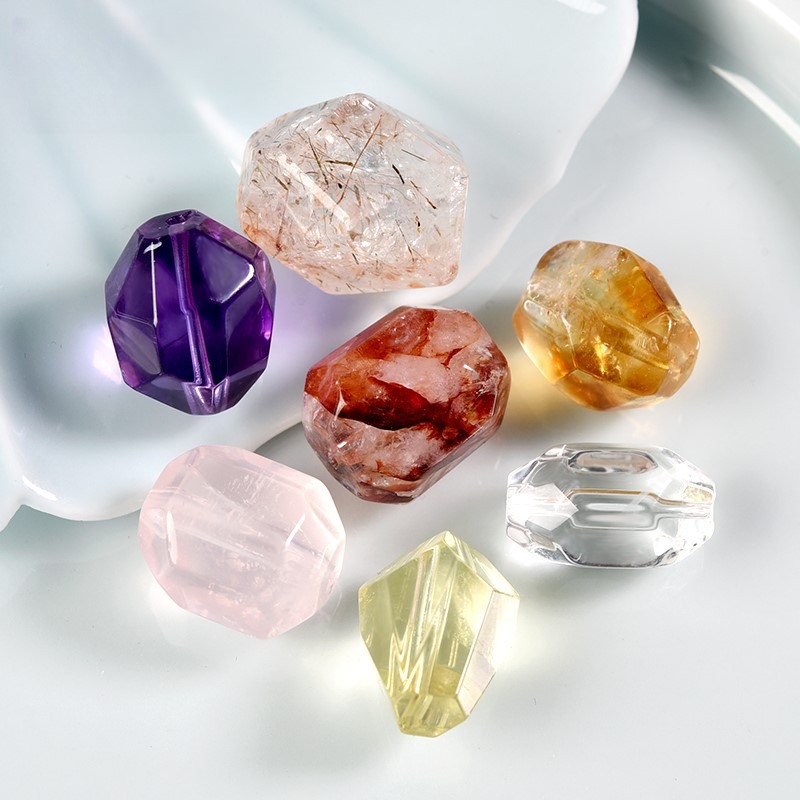 Разпръснати мъниста — естествен кристал, полуготови за направи си сам, компоненти за гривна от мъниста за съчетаване по форма, индивидуално опаковани