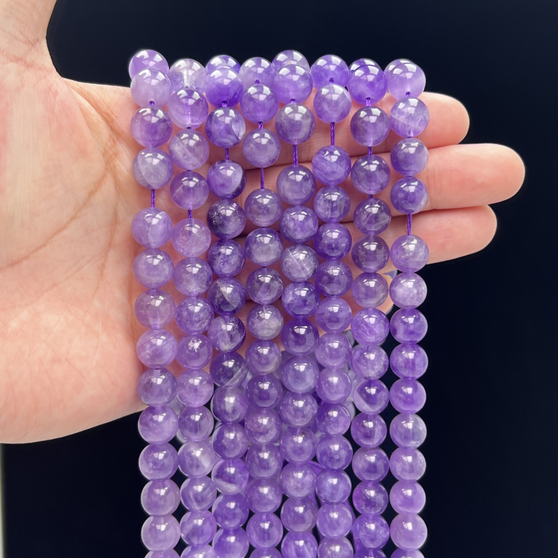 DIY ékszer gyöngyök - Kristály ametiszt gömbölyű gyöngyök, Álom minta, Gyöngyházfényes felület, Crystal Márka, Kézzel készített félkész termékek