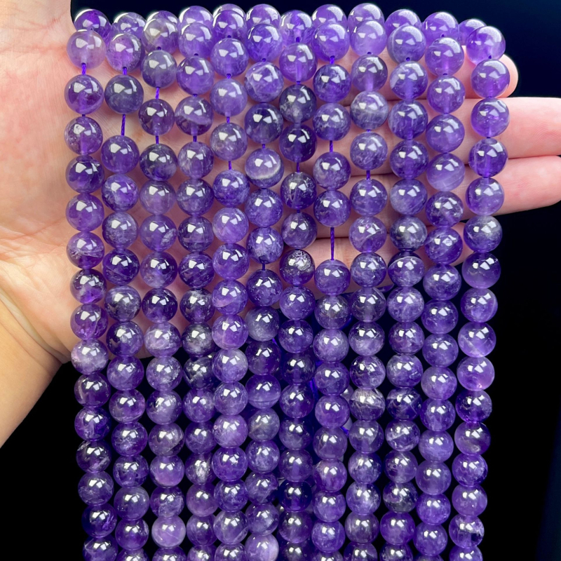 DIY ékszer gyöngyök - Kristály ametiszt gömbölyű gyöngyök, Álom minta, Gyöngyházfényes felület, Crystal Márka, Kézzel készített félkész termékek