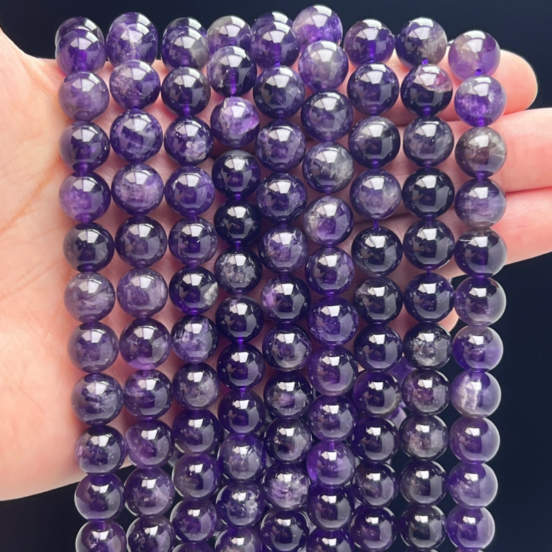 DIY ékszer gyöngyök - Kristály ametiszt gömbölyű gyöngyök, Álom minta, Gyöngyházfényes felület, Crystal Márka, Kézzel készített félkész termékek