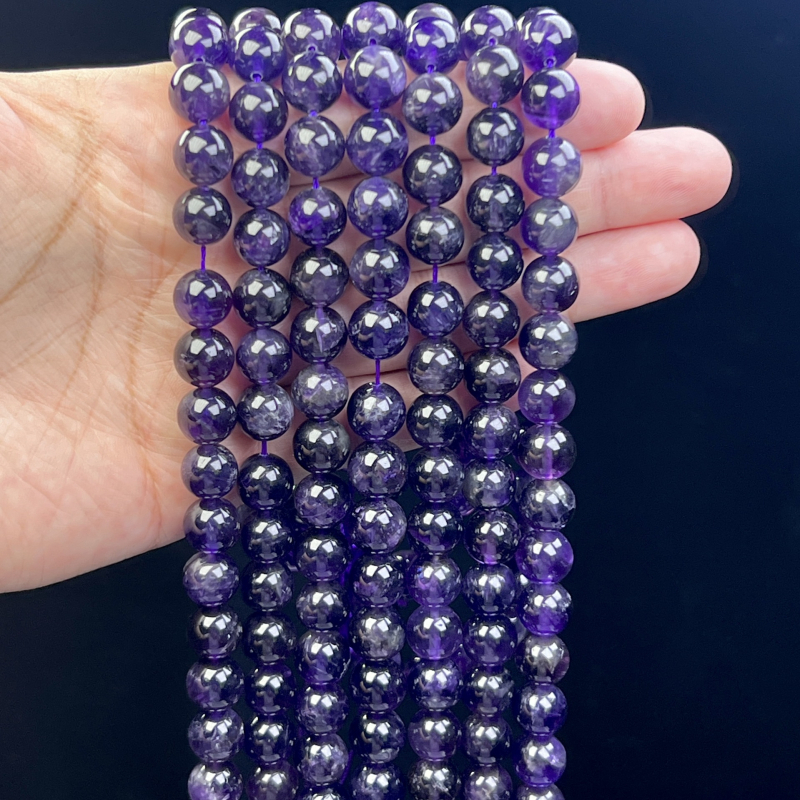 DIY ékszer gyöngyök - Kristály ametiszt gömbölyű gyöngyök, Álom minta, Gyöngyházfényes felület, Crystal Márka, Kézzel készített félkész termékek