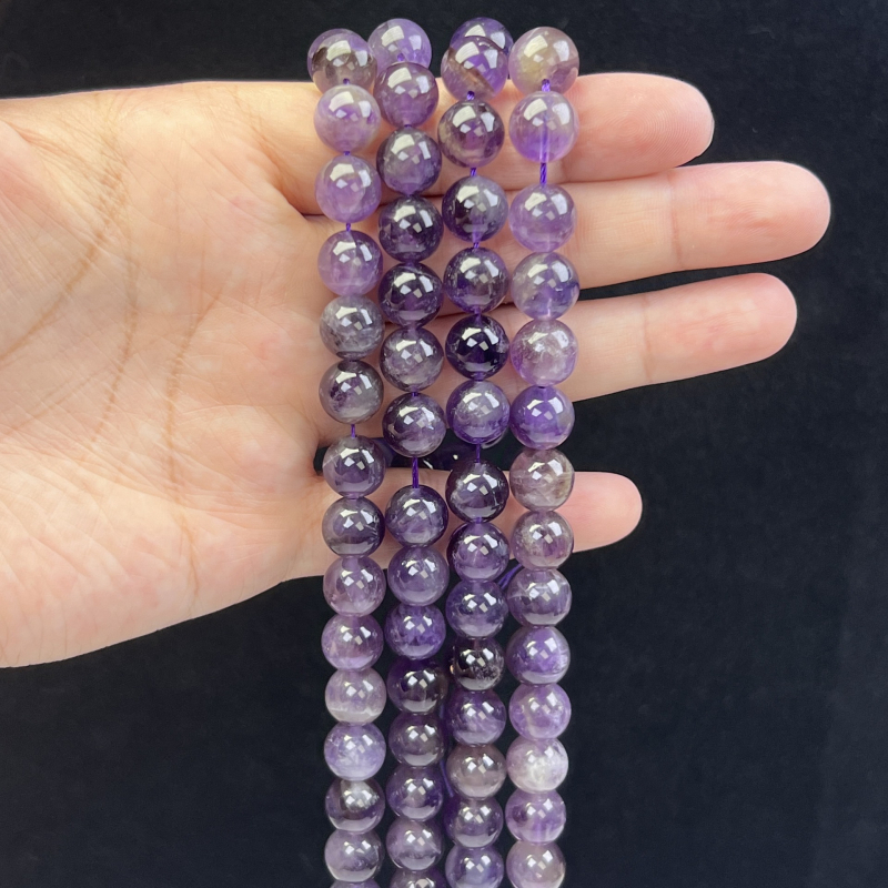 DIY ékszer gyöngyök - Kristály ametiszt gömbölyű gyöngyök, Álom minta, Gyöngyházfényes felület, Crystal Márka, Kézzel készített félkész termékek