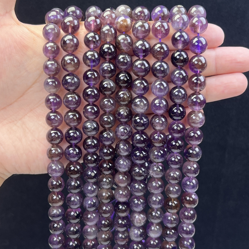 DIY ékszer gyöngyök - Kristály ametiszt gömbölyű gyöngyök, Álom minta, Gyöngyházfényes felület, Crystal Márka, Kézzel készített félkész termékek