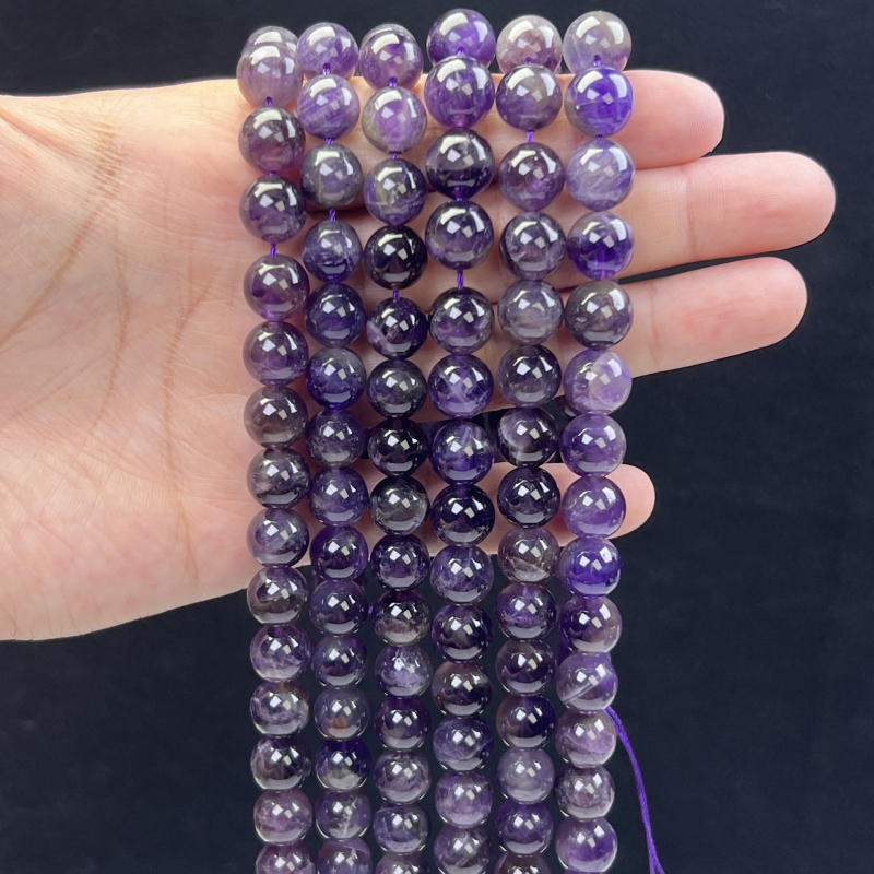 DIY ékszer gyöngyök - Kristály ametiszt gömbölyű gyöngyök, Álom minta, Gyöngyházfényes felület, Crystal Márka, Kézzel készített félkész termékek