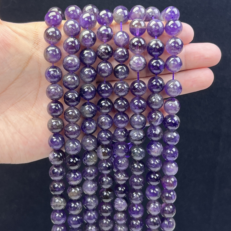 DIY ékszer gyöngyök - Kristály ametiszt gömbölyű gyöngyök, Álom minta, Gyöngyházfényes felület, Crystal Márka, Kézzel készített félkész termékek